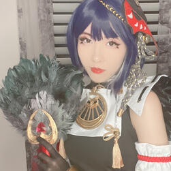 kujou sara feather fan (foam clay, feathers)